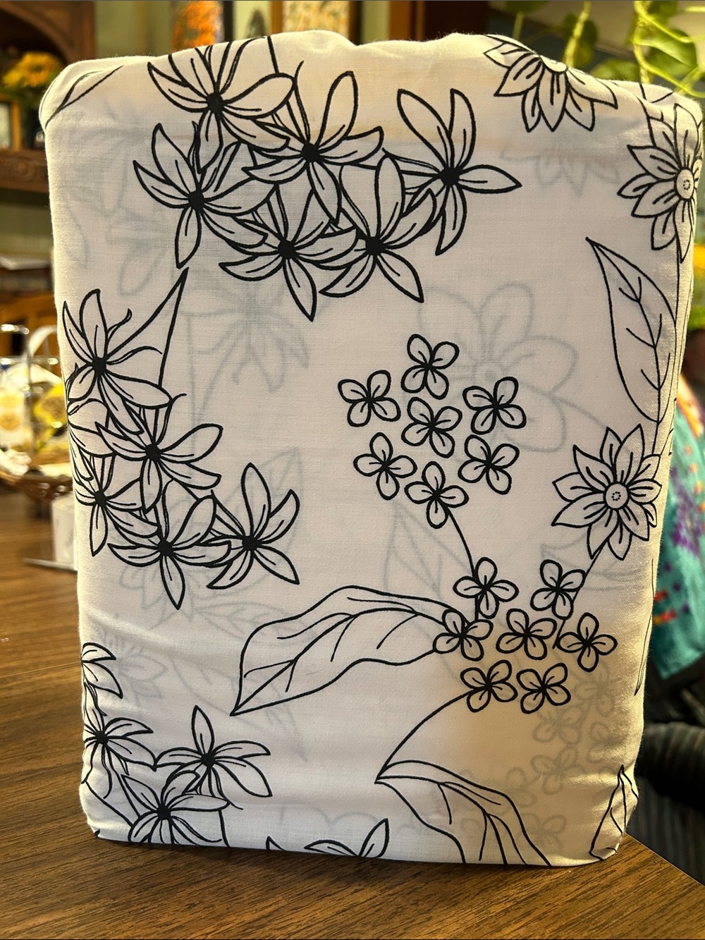 Target White King Sheet Set with Black Floral Outline